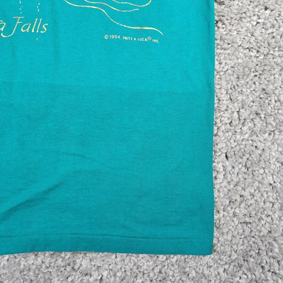 Vintage Niagara Falls Shirt Mens Medium Green 90s Gold Graphic Waterfalls - Picture 2 of 12